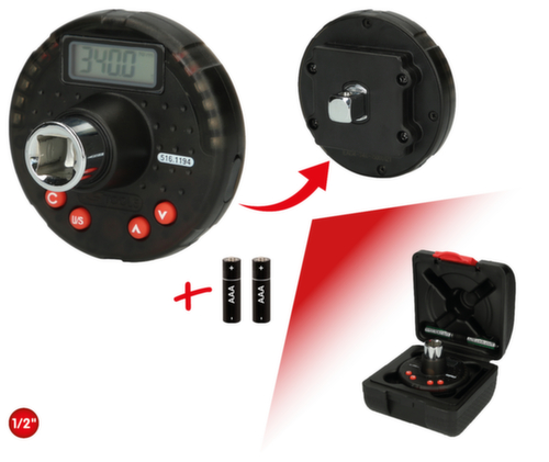 1/2" digitale koppeladapter met gradenboog  L