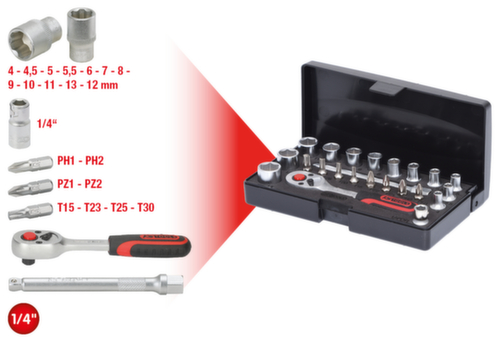 1/4" dopsleutelset  L