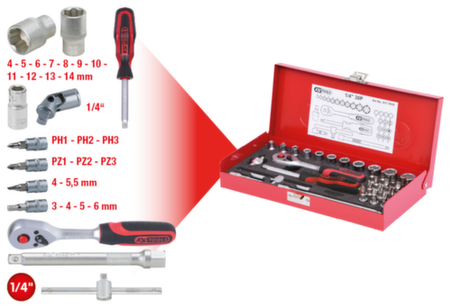 1/4" dopsleutelset  L