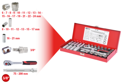 3/8" dopsleutelset  L