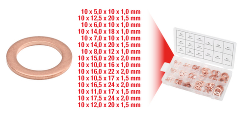 Assortiment koperen afdichtringen  L