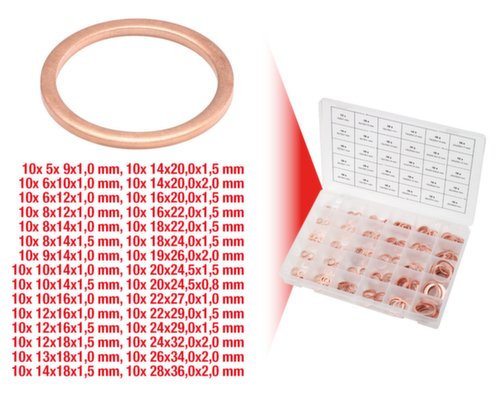 Assortiment koperen afdichtringen  L