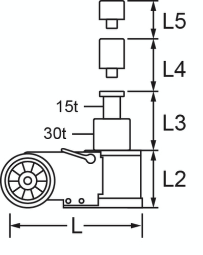 Lucht hydraulische krik 30 t / 15 t  L