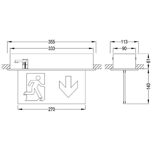 B-Safety LED-noodverlichting L-LUX Standard, bevestiging Voor inbouw in plafonds  L