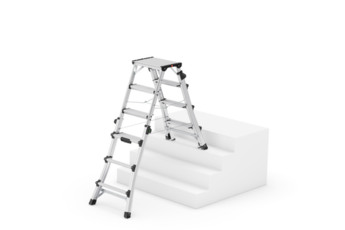 Hailo Telescopische dubbele ladder TopLine D100, 2 x 4 / 2 x 5 / 2 x 6 sporten en treden met antislipprofiel  L