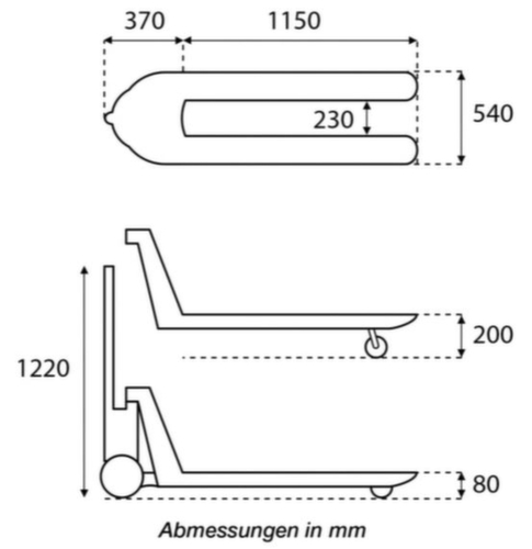 Pallethefwagen Eco, 2500 kg draagvermogen, polyurethaan/polyurethaan  L