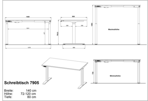 Elektrisch in hoogte verstelbaar bureau GW-MAILAND 7905  L