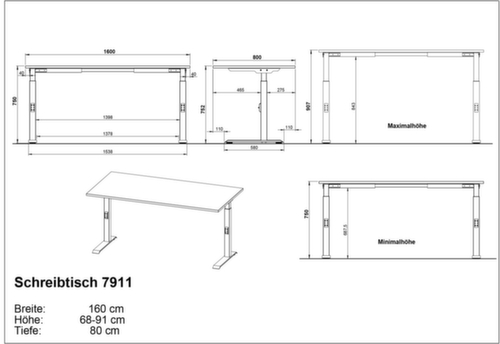 In hoogte verstelbaar bureau GW-MAILAND 7911  L