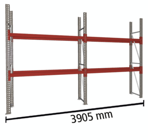 META Palletstelling MULTIPAL voor 6 pallets, 3905 mm breed, 3 opslagniveaus L