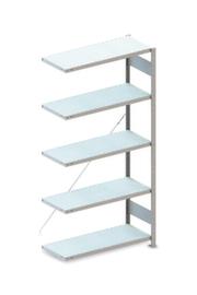 META Systeeminhaakstelling CLIP aanbouwsectie, hoogte x breedte x diepte 2000 x 1006 x 436 mm, 5 legborden