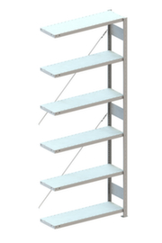 META Systeeminhaakstelling CLIP aanbouwsectie, hoogte x breedte x diepte 2500 x 756 x 336 mm, 6 legborden