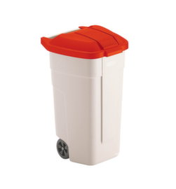 Rubbermaid Afvalverzamelbak, 100 l, beige, deksel rood