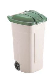 Rubbermaid Afvalverzamelbak, 100 l, beige, deksel groen