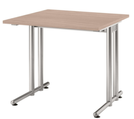 Bureau Terra Nova met C-voetonderstel, breedte x diepte 800 x 800 mm, plaat notenboom