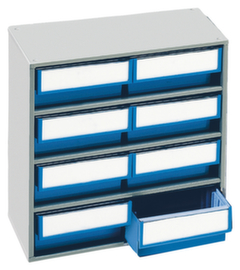 Treston Klein magazijn, 8 lade(n), RAL7035 lichtgrijs/blauw