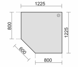 Gera Hoekig koppelelement voor bureau Pro 90° voor C-voetonderstel, breedte x diepte 1225 x 1225 mm, plaat grafiet