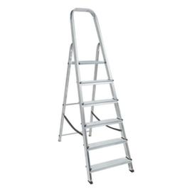 Aluminium beugelladder, 6 trede(n) met traanplaatprofiel