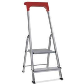 Aluminium trapladder met bak, 2 sporten met antislipprofiel