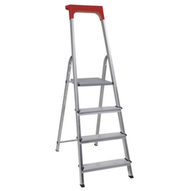 Aluminium trapladder met bak, 4 sporten met antislipprofiel