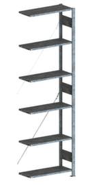 META Systeeminhaakstelling CLIP aanbouwsectie, hoogte x breedte x diepte 2500 x 756 x 336 mm, 6 legborden