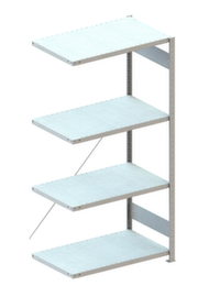 META Magazijn-inhaakstelling aanbouwsectie, hoogte x breedte x diepte 2000 x 1006 x 636 mm, 4 legborden