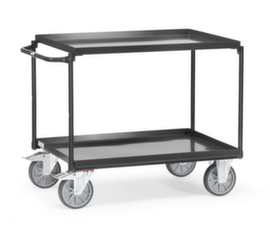 fetra Tafelwagen GREY EDITION met oliedichte bakken 850x500 mm, draagvermogen 400 kg, 2 etages