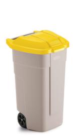 Rubbermaid Container met een inhoud tot 240 l, 100 l, beige, deksel geel