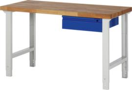 RAU Traploos in hoogte verstelbare werkbank Basic, 1 lade, RAL7035 lichtgrijs/RAL5010 gentiaanblauw