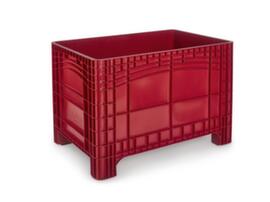 Grote container met versterkte bodem, inhoud 535 l, rood, 4 voeten