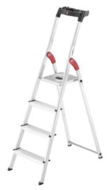 Hailo eenzijdige trapladder StandardLine L60 met bak, 4 trede(n) met traanplaatprofiel