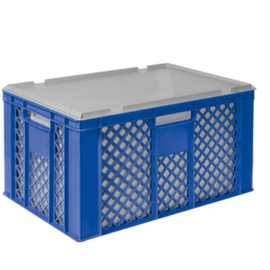 Euronorm-stapelbak met isoleerbox, blauw, inhoud 63 l, oplegdeksel voor isoleerbox