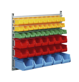 Bakkenstelling met wandbevestiging voor 49 magazijnbakken