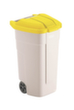 Rubbermaid Afvalverzamelbak, 100 l, beige, deksel geel