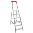 Aluminium trapladder met bak, 6 sporten met antislipprofiel