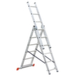 Driedelige multifunctionele telescoopladder, 3 x 6 sporten met antislipprofiel