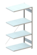 META Magazijn-inhaakstelling aanbouwsectie, hoogte x breedte x diepte 2000 x 1006 x 636 mm, 4 legborden