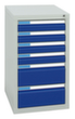 stumpf Ladekast ES 510, 6 lade(n), RAL7035 lichtgrijs/RAL5010 gentiaanblauw