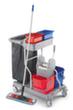 Dweilwagen met mopwringer en vuilniszakhouder, 2x15 l/2x6 l emmer in ROOD/BLAUW  S