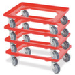 Set onderwagens met open hoekframe, draagvermogen 250 kg, rood