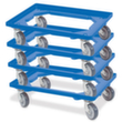 Set onderwagens met open hoekframe, draagvermogen 250 kg, blauw