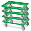 Set onderwagens met open hoekframe, draagvermogen 250 kg, groen