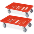 Set onderwagens met roosterlaadvlak, draagvermogen 250 kg, rood