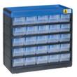 Allit extra stabiele magazijnkast VarioPlus Pro 29/50, 25 lade(n), zwart/blauw/doorschijnend wit