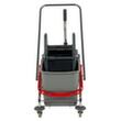 Dweilwagen met mopwringer, 2x27 l emmer in ROOD/BLAUW  S