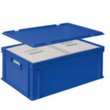 Euronorm-stapelbak met 2 isoleerboxen, blauw, inhoud 44,5 l, oplegdeksel voor isoleerbox