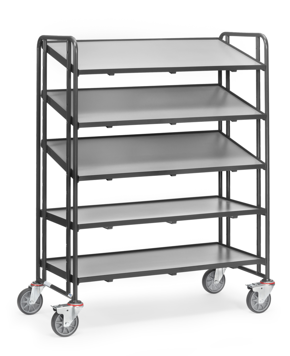 fetra Etagewagen GREY EDITION voor euronorm-bakken, draagvermogen 300 kg, 5 etages