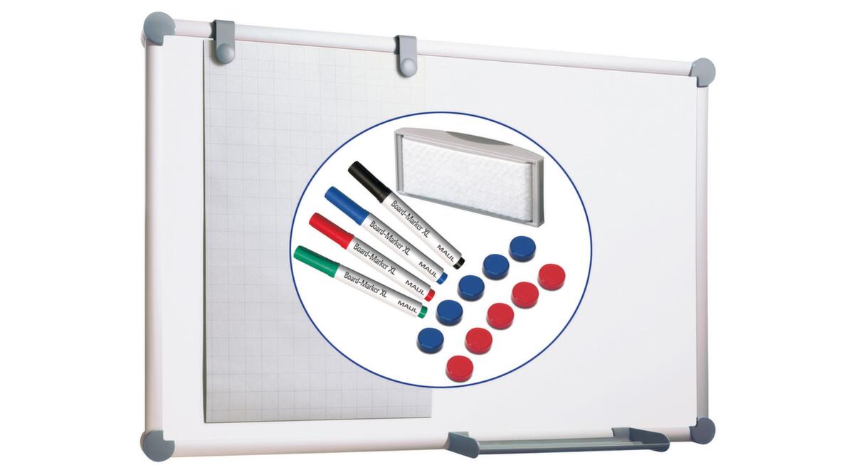 MAUL Whiteboard MAULpro met starterset, hoogte x breedte 900 x 1200 mm