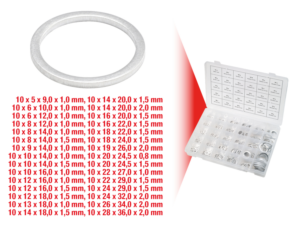 Assortiment aluminium afdichtringen  ZOOM