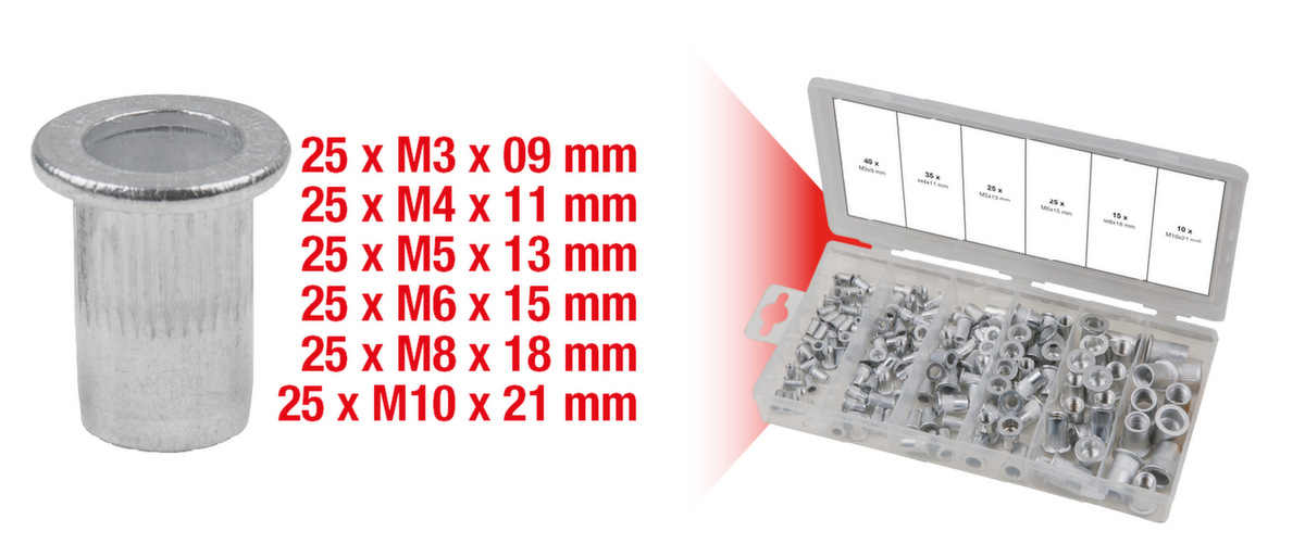 Assortiment klinknagels met schroefdraad  ZOOM