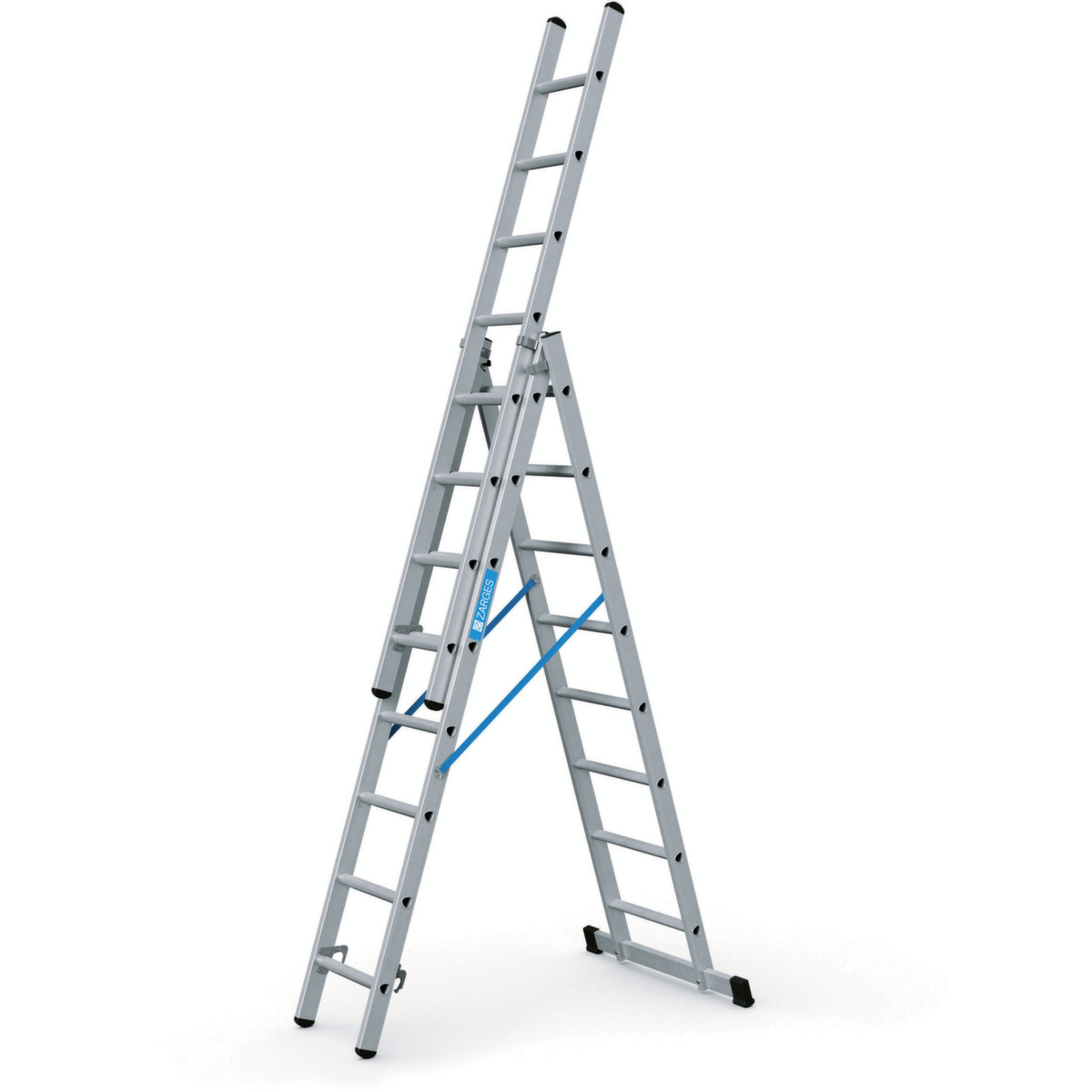 ZARGES Multifunctionele telescoopladder Skymaster DX, 3 x 8 driehoekige sporten